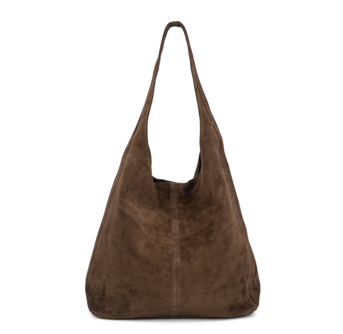 Suede slouch bag