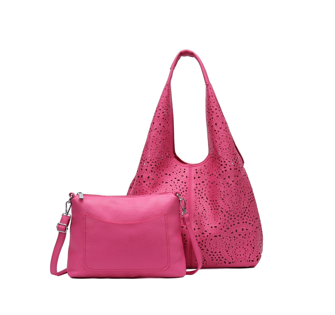 Laser cut slouch bag