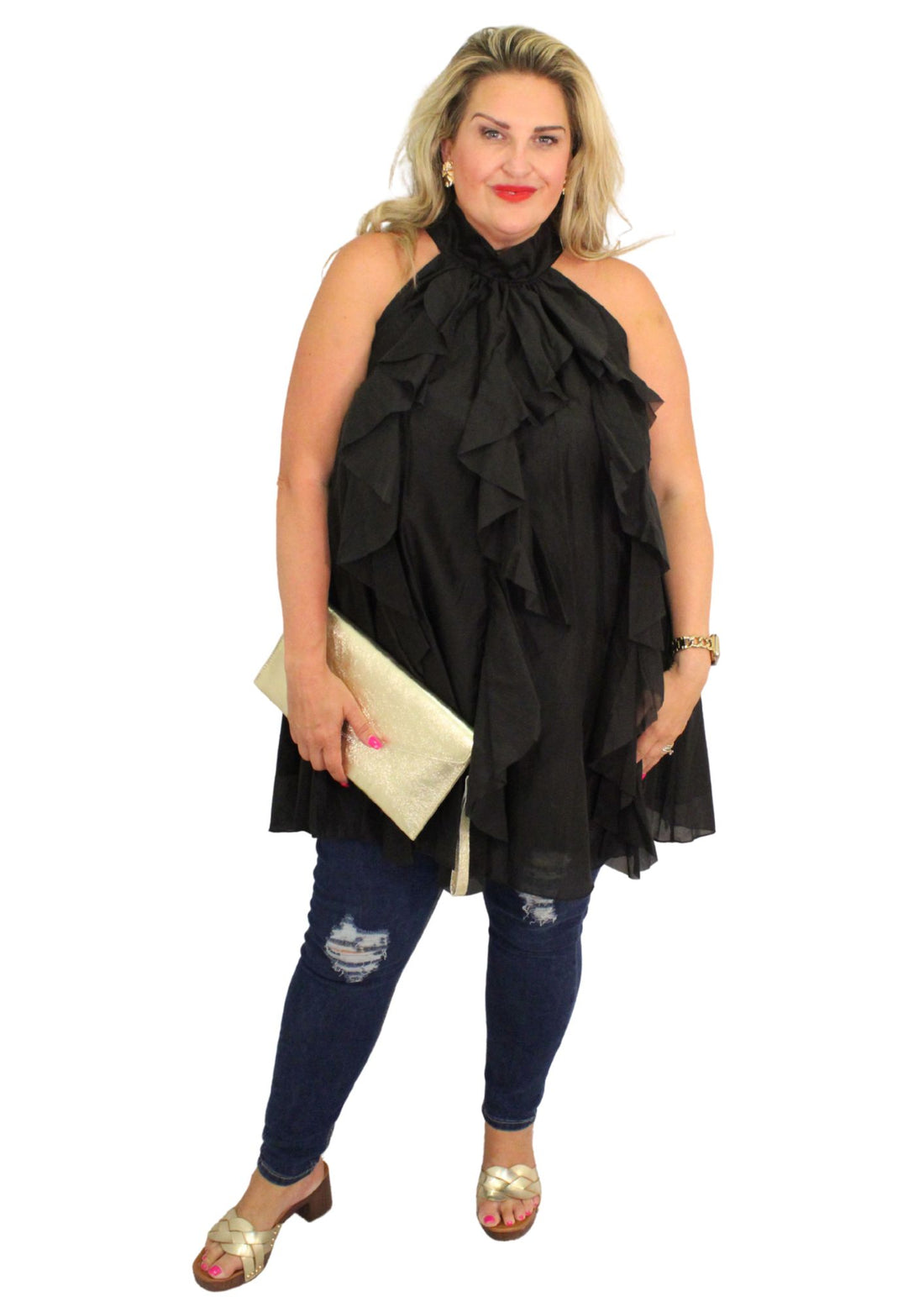Halter Ruffle Tunic