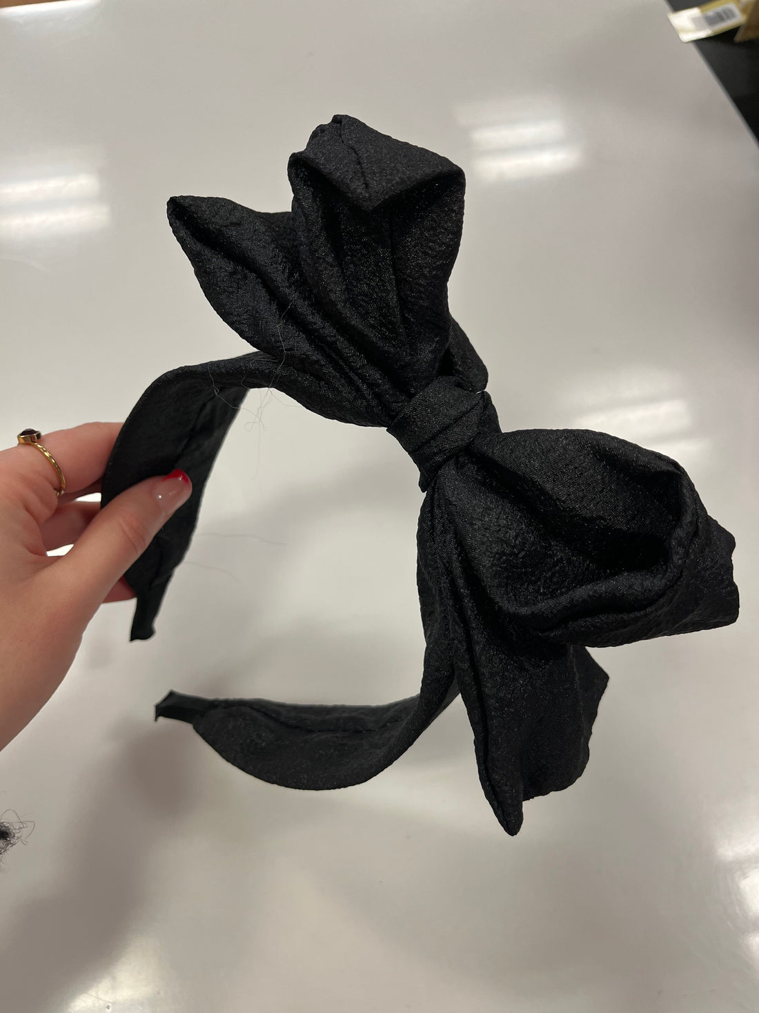 Satin Effect Crinkle Bow Headband
