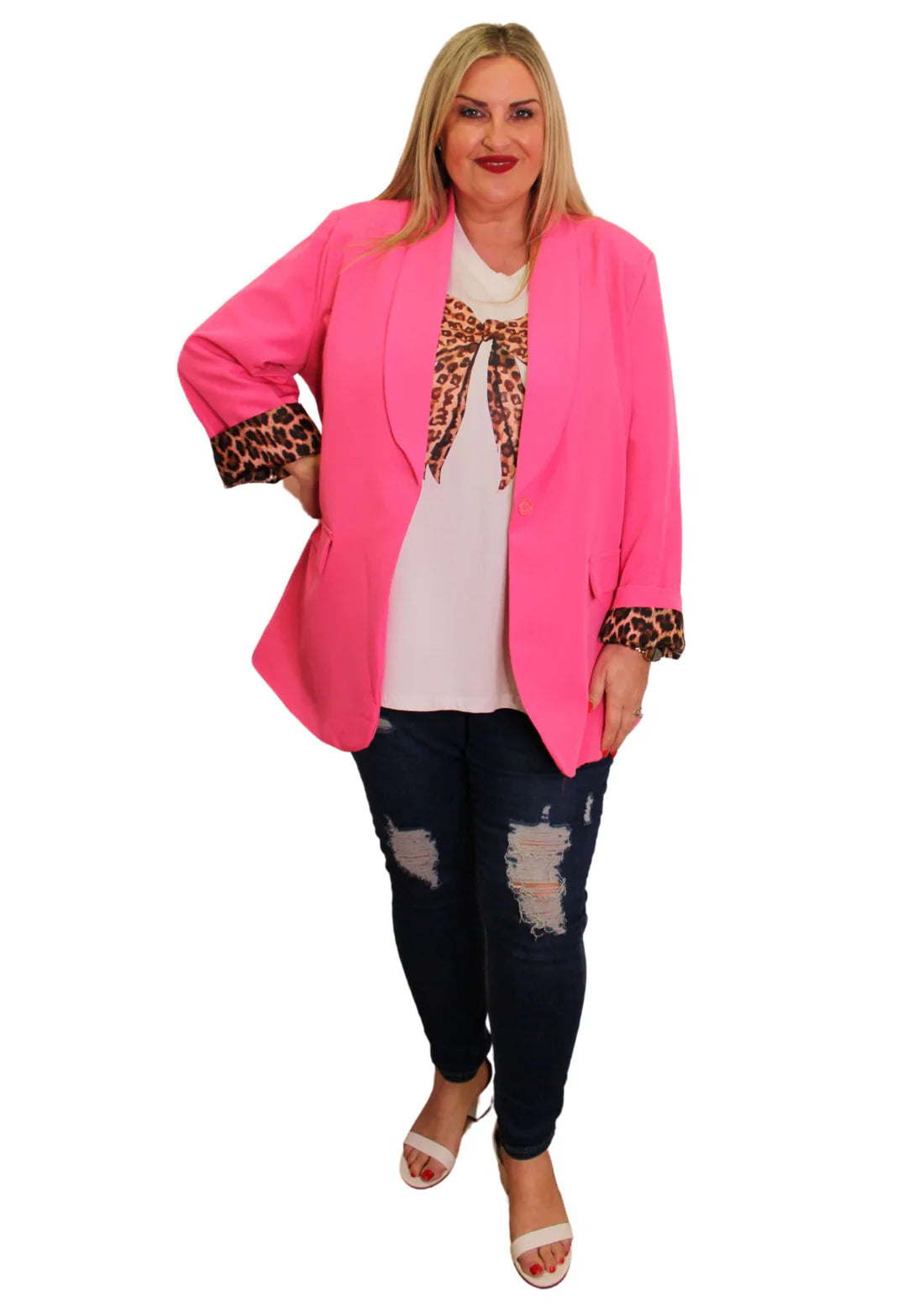 Leopard Lined Blazer Xl