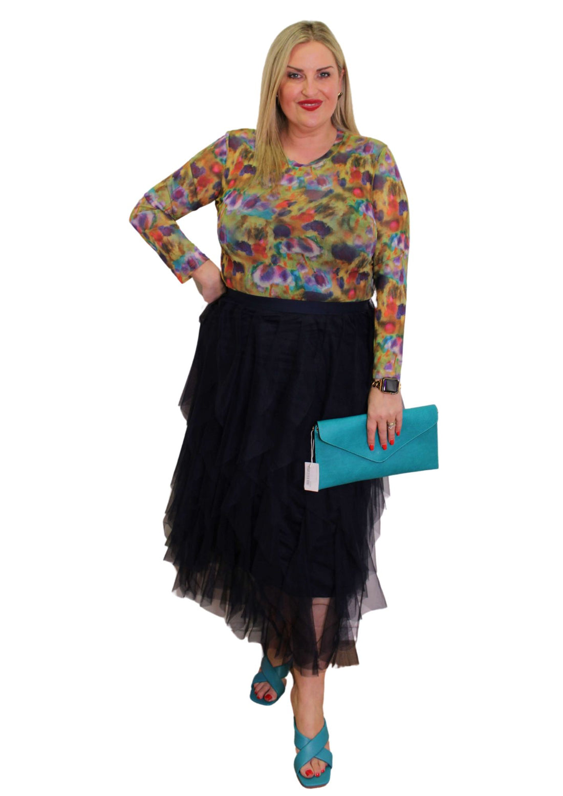 Sheer Top Monet Print