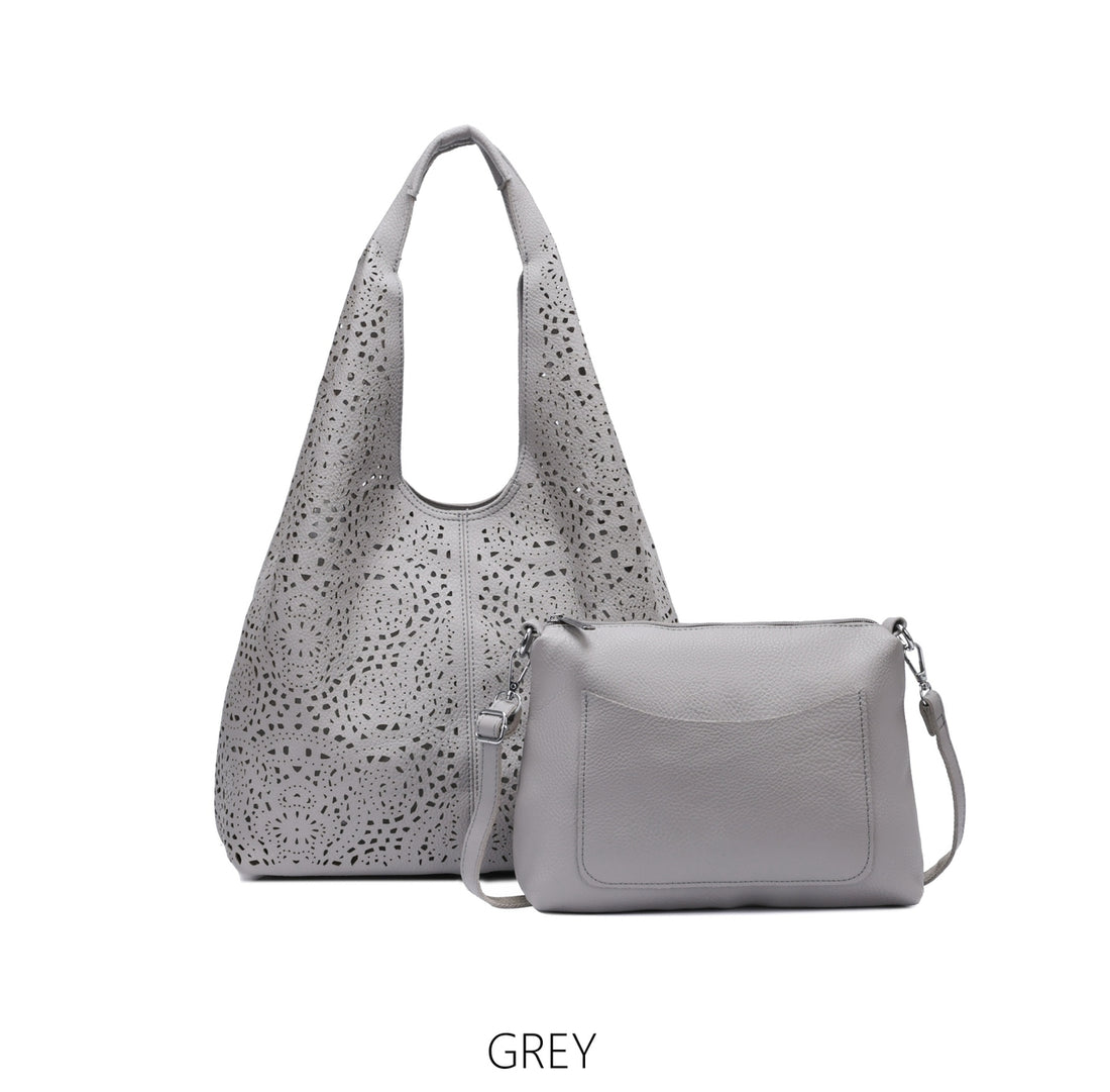 Laser cut slouch bag