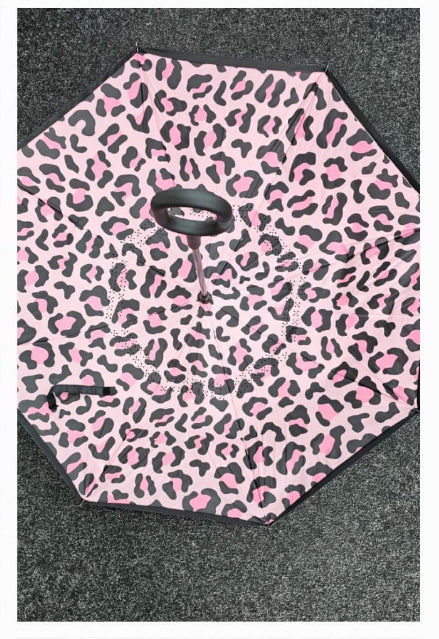 Inside Out Umberella Pink Leopard Print