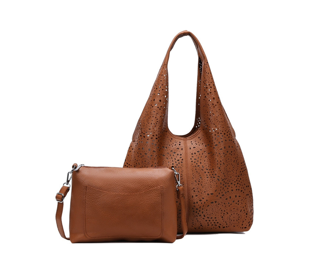 Laser cut slouch bag