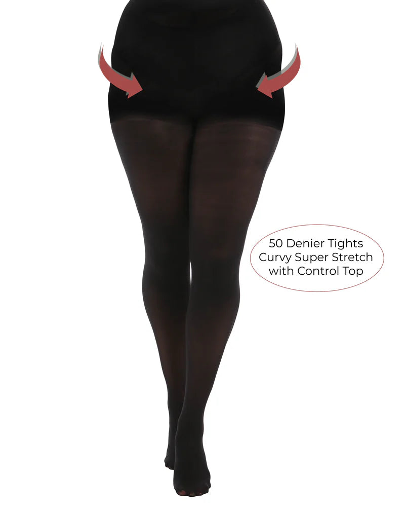 50 Denier Control Top Curvy Super Stretch Tights