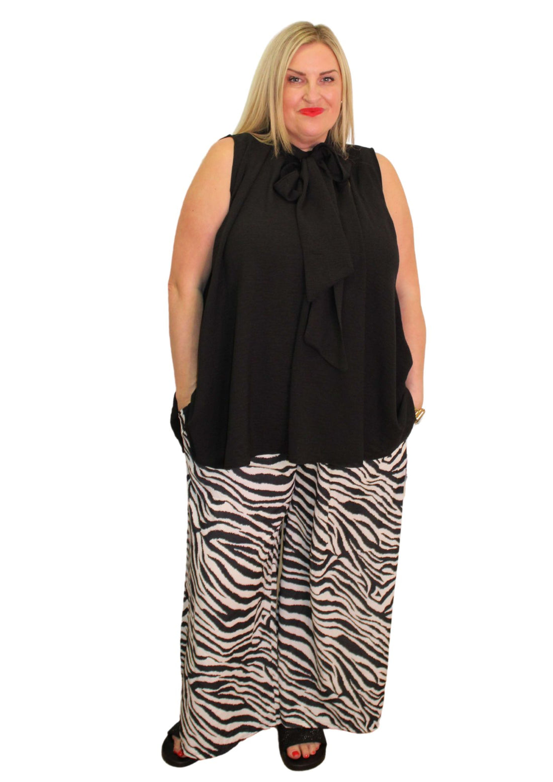 Sheered Top Trousers Zebra Print
