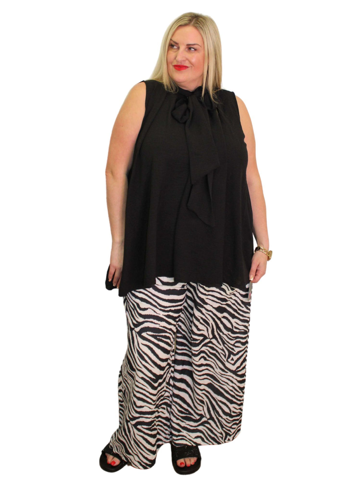 Sheered Top Trousers Zebra Print