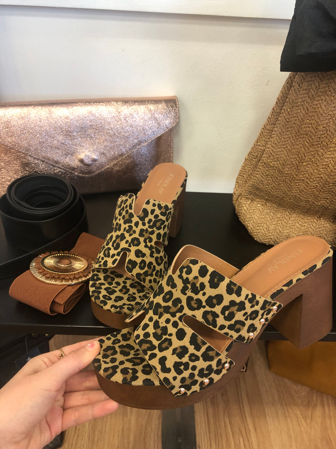 H leopard chunky sandal