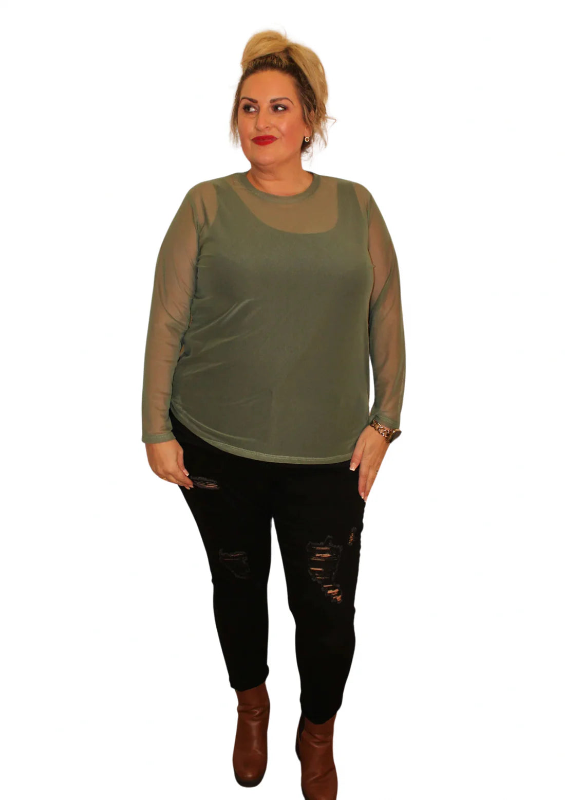Queenie Jeans Ripped Effect Black