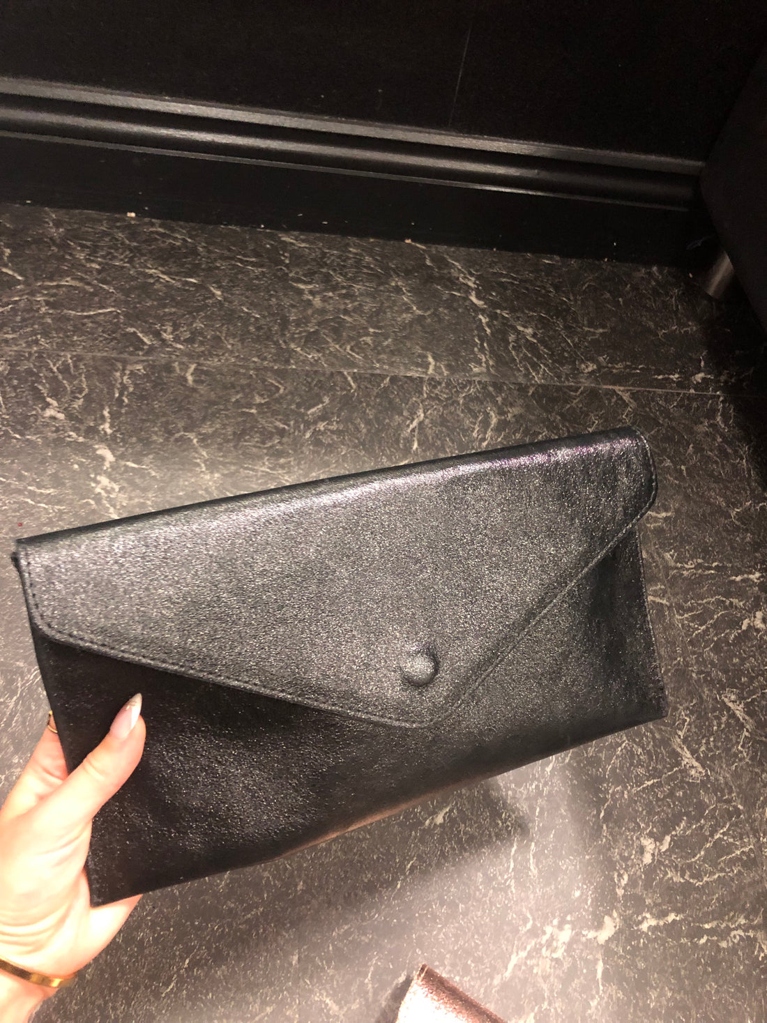 Envelope Clutch Bag Metallic Effect leather