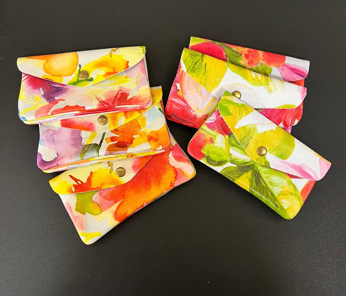 Coin Purse Leather Mid Flowers