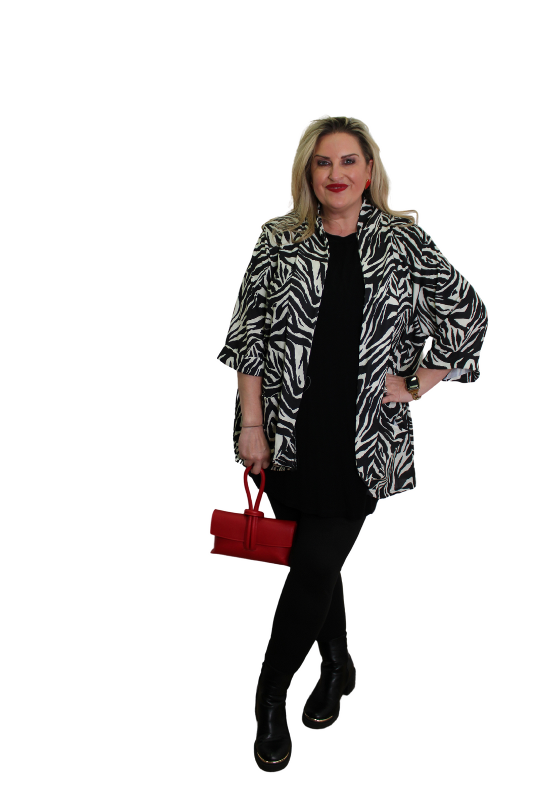 Drape Pocket Lightweight Jacket Zebra Print