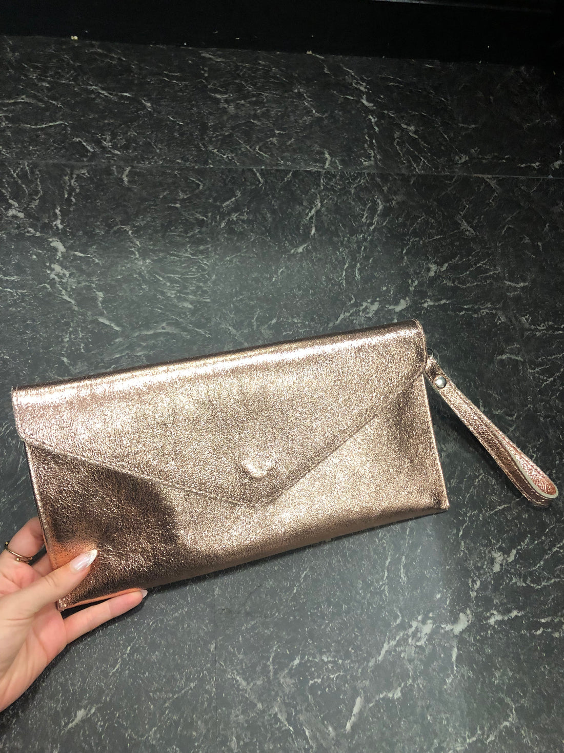 Envelope Clutch Bag Metallic Effect leather