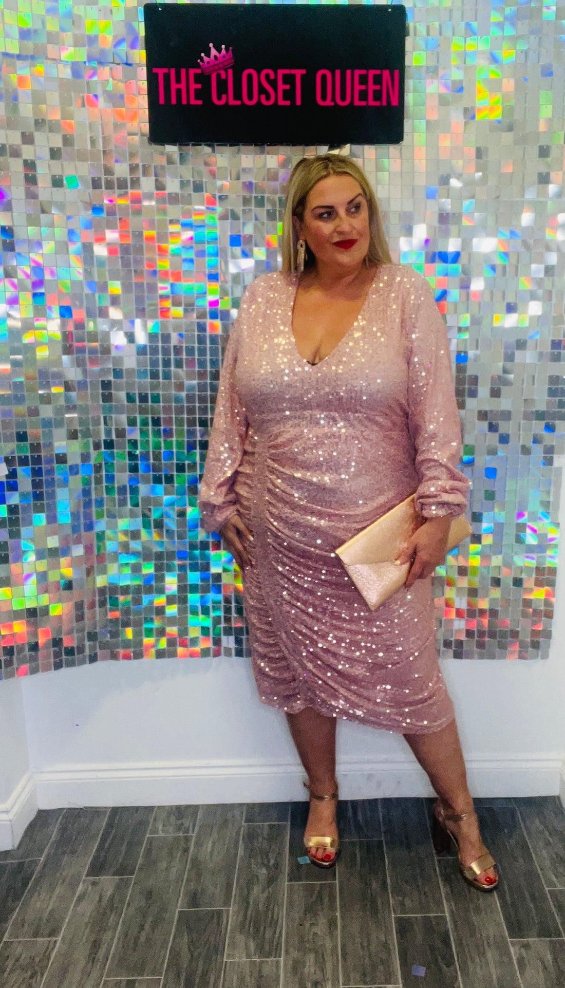 Front Drape Sequin Dress