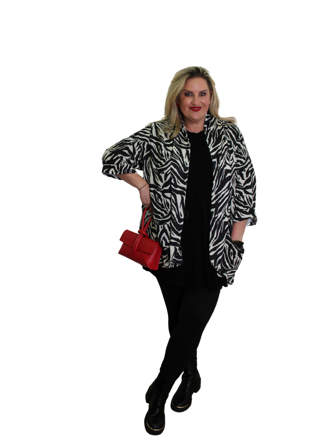 Drape Pocket Lightweight Jacket Zebra Print
