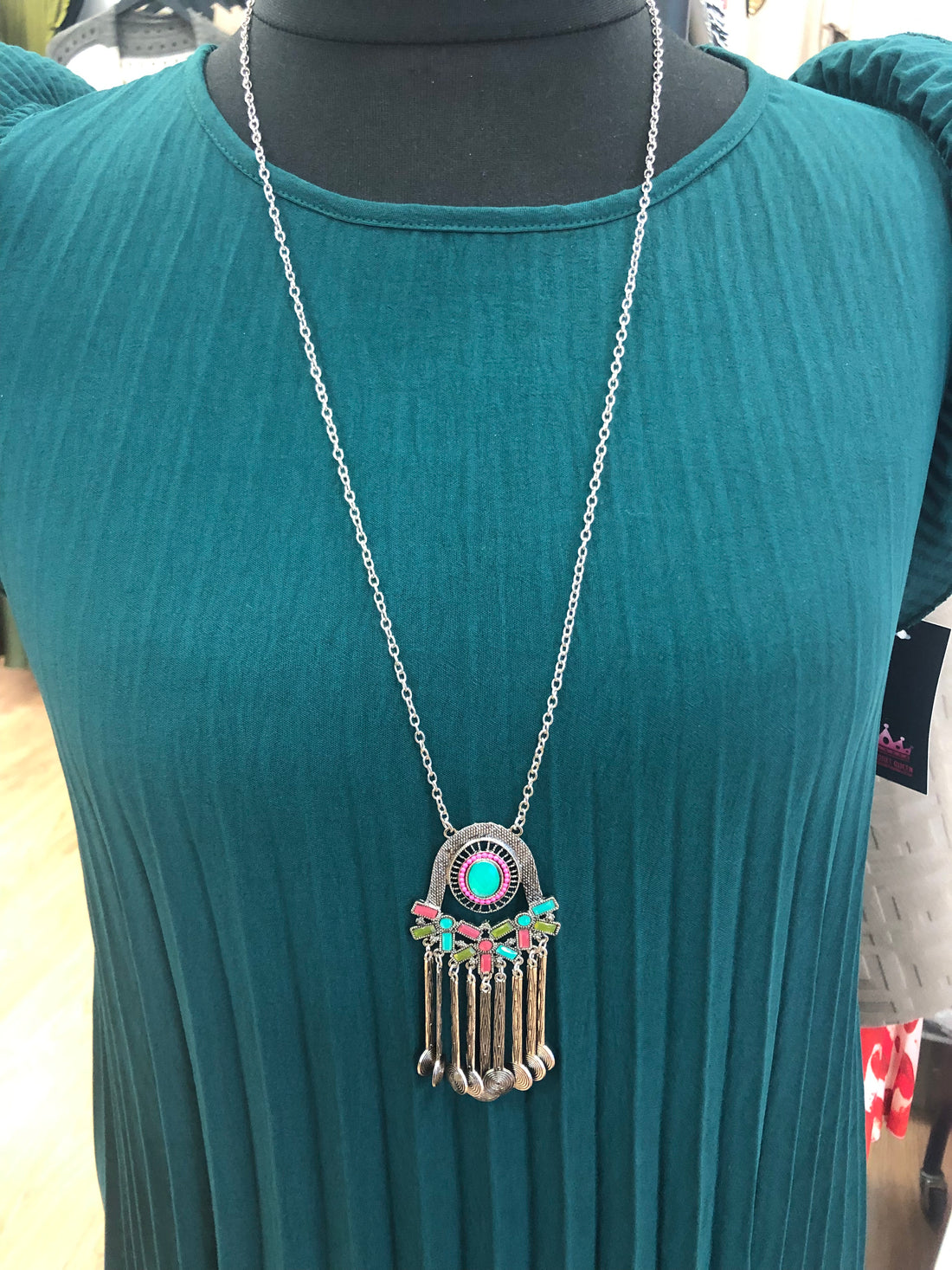 Multi Gem Dangle Necklace