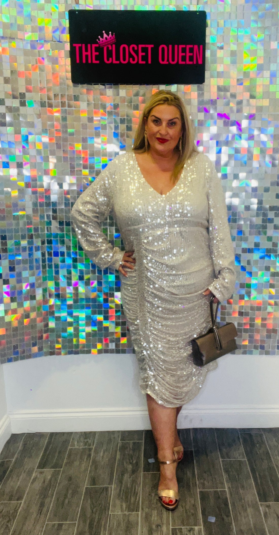 Front Drape Sequin Dress