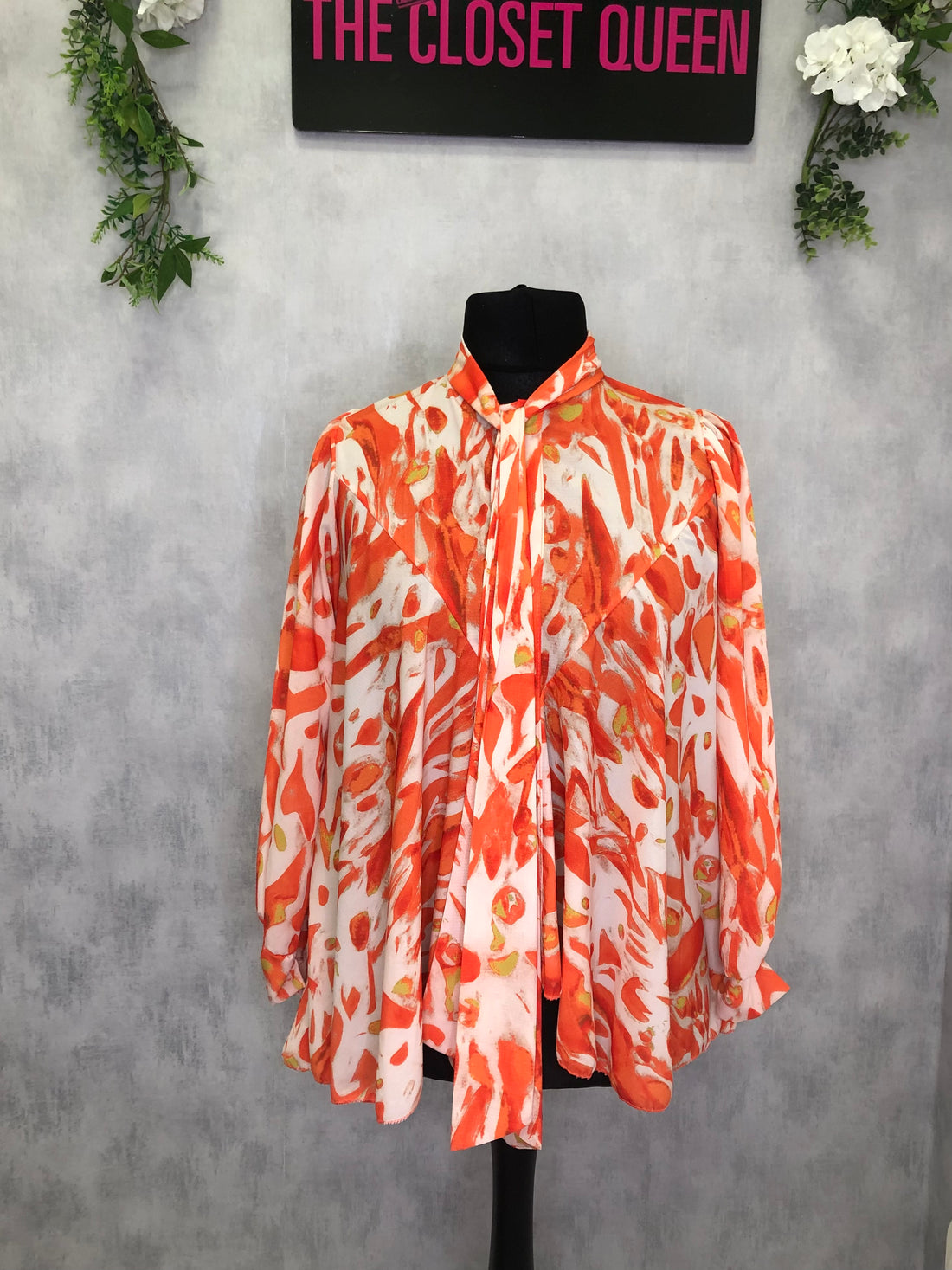 Flow Bow Blouse Midsize Marble Print
