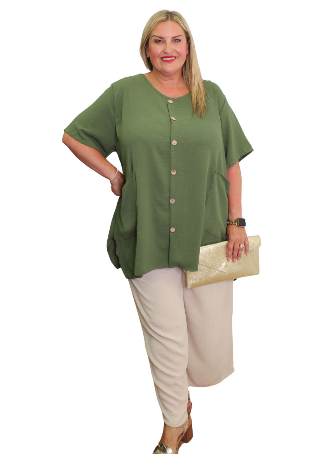 Button Down Pocket Top