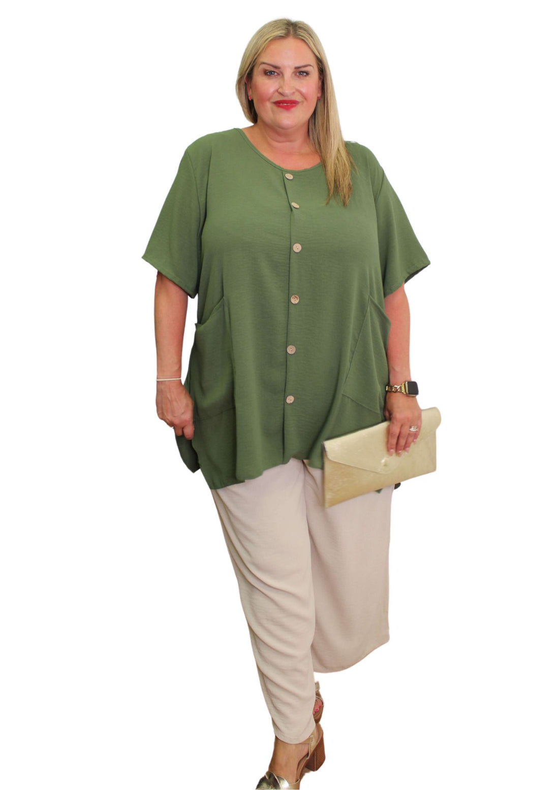 Button Down Pocket Top