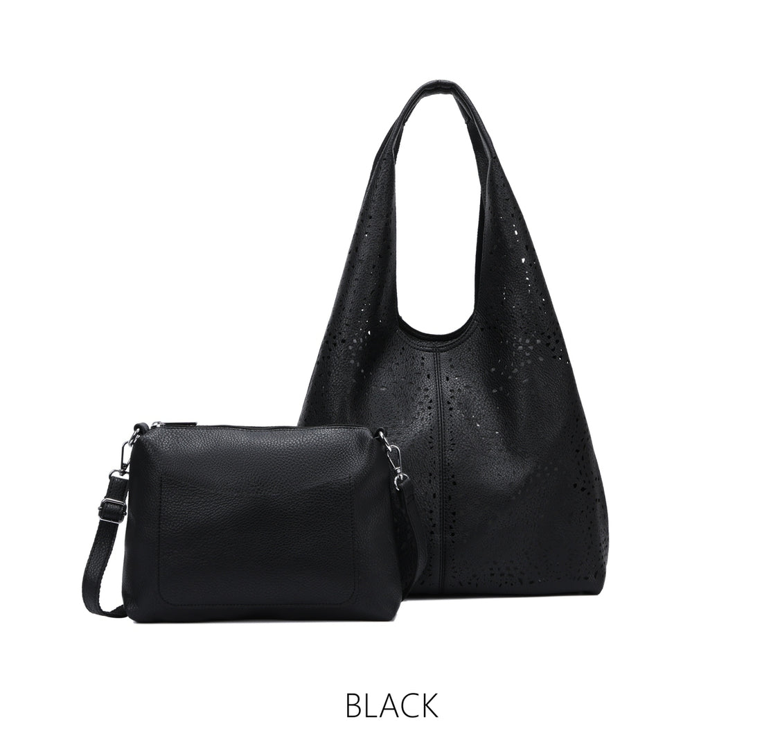 Laser cut slouch bag