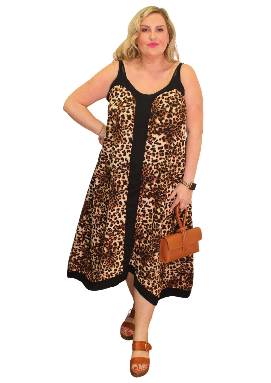 Centre Strip Maxi Dress Leopard Print
