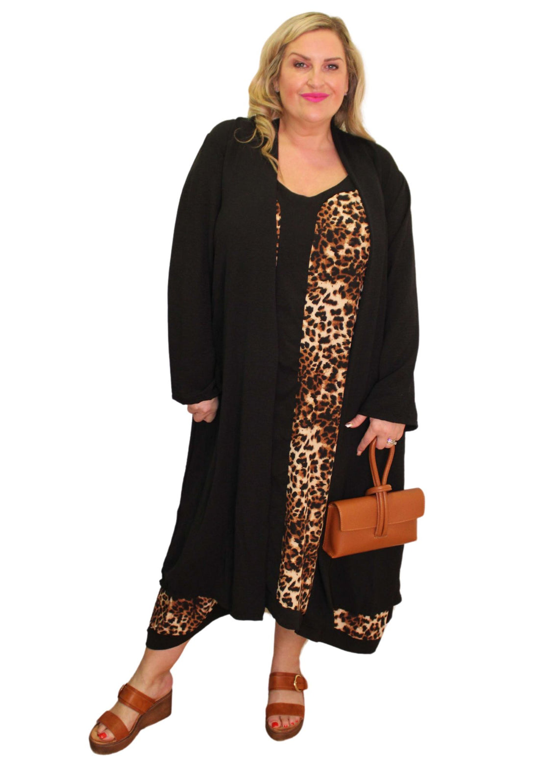 Centre Strip Maxi Dress Leopard Print