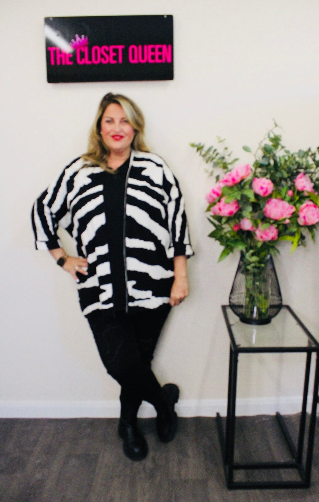 Cocoon Cardigan Shorter Length Zebra Print