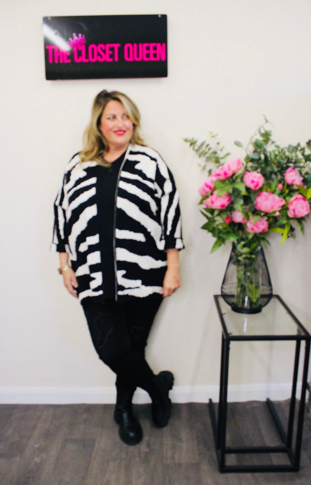 Cocoon Cardigan Shorter Length Zebra Print