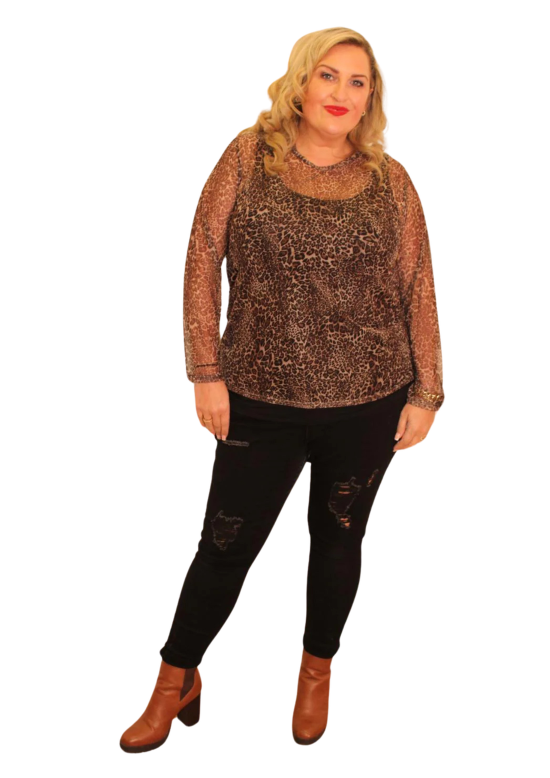Sheer Top Leopard Print