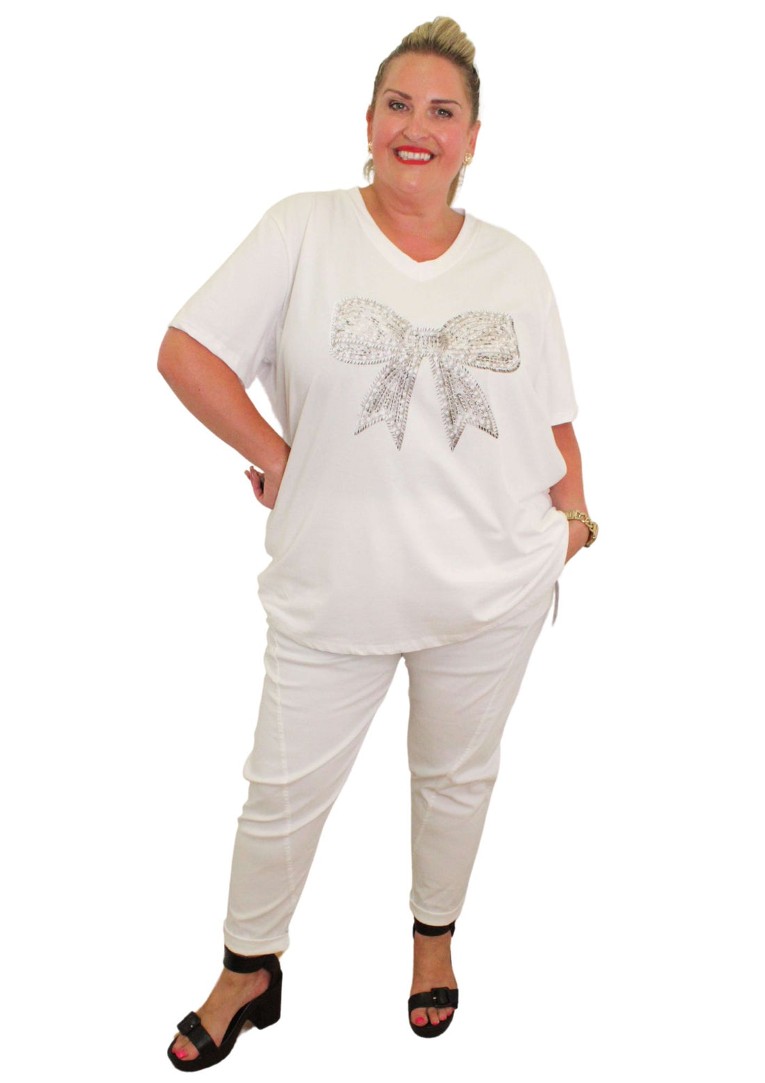 Dee T-Shirt Diamonte Look Bow