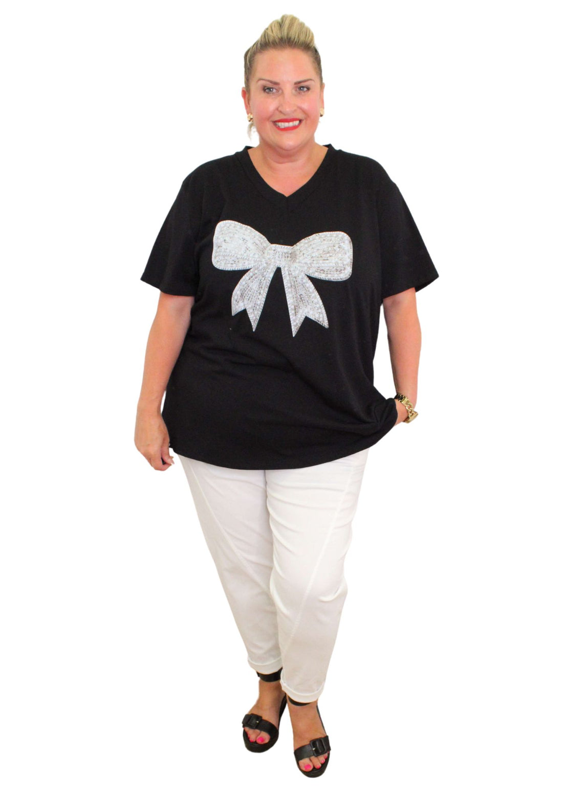 Dee T-Shirt Diamonte Look Bow