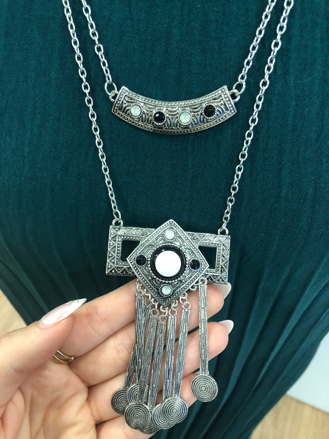 Double Layered Dangle Necklace
