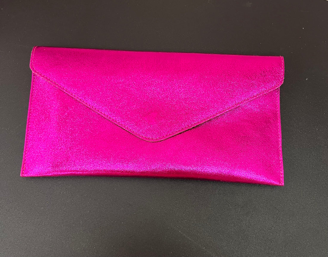 Envelope Clutch Bag Metallic Effect leather