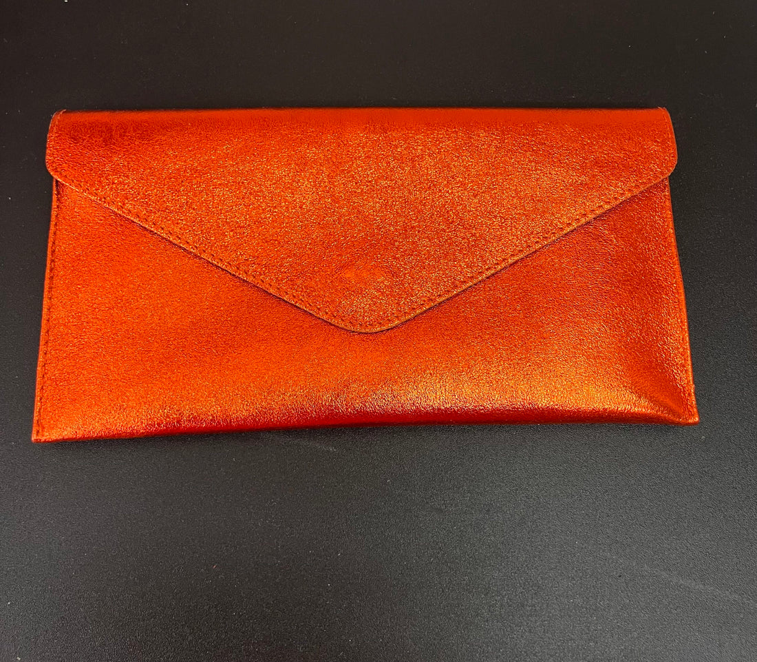 Envelope Clutch Bag Metallic Effect leather