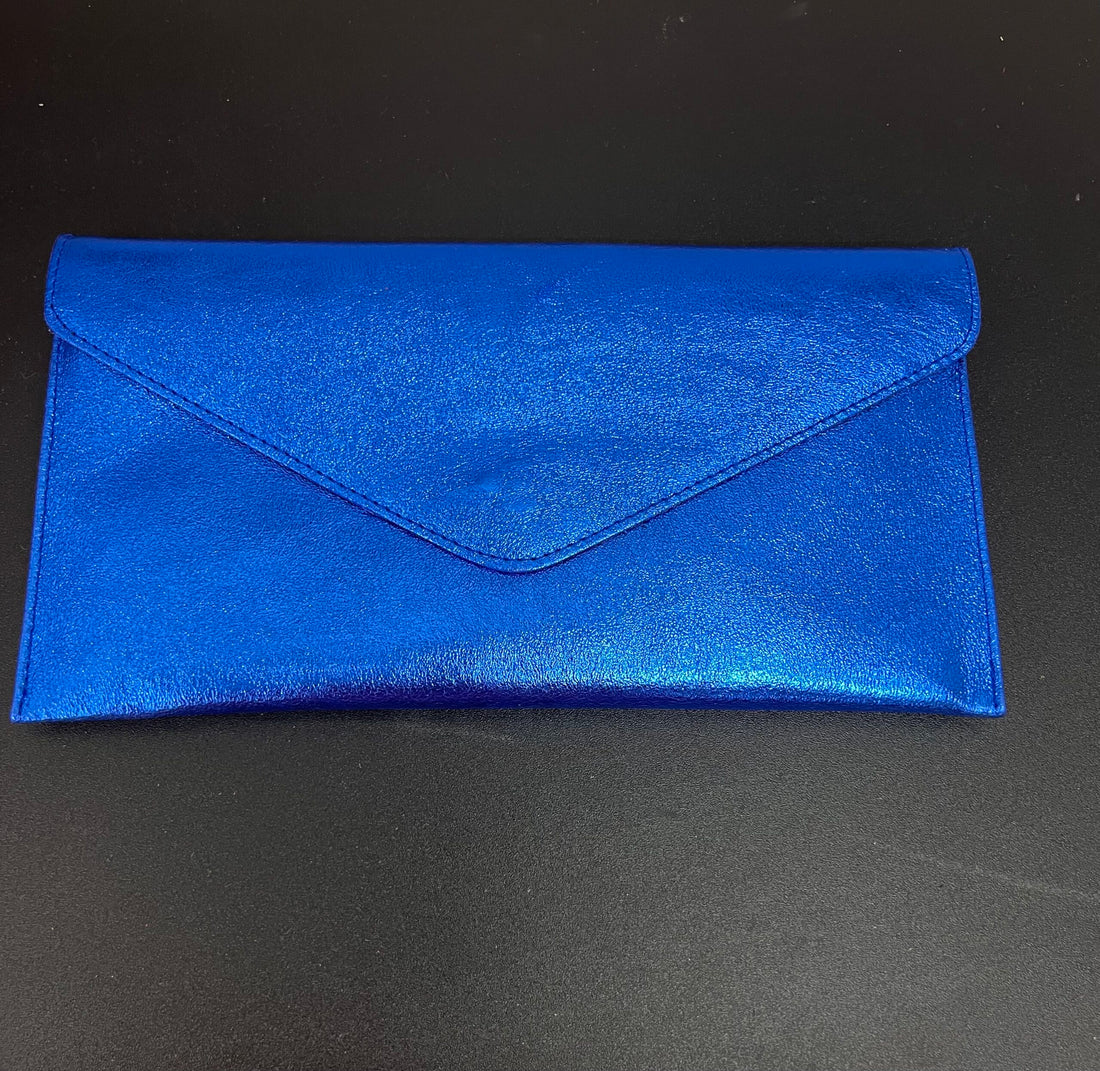 Envelope Clutch Bag Metallic Effect leather