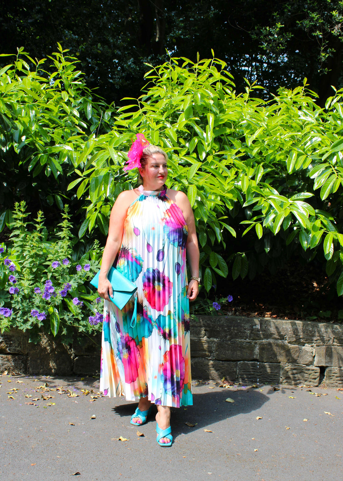 Pleat Halter Dress Fresh Flower