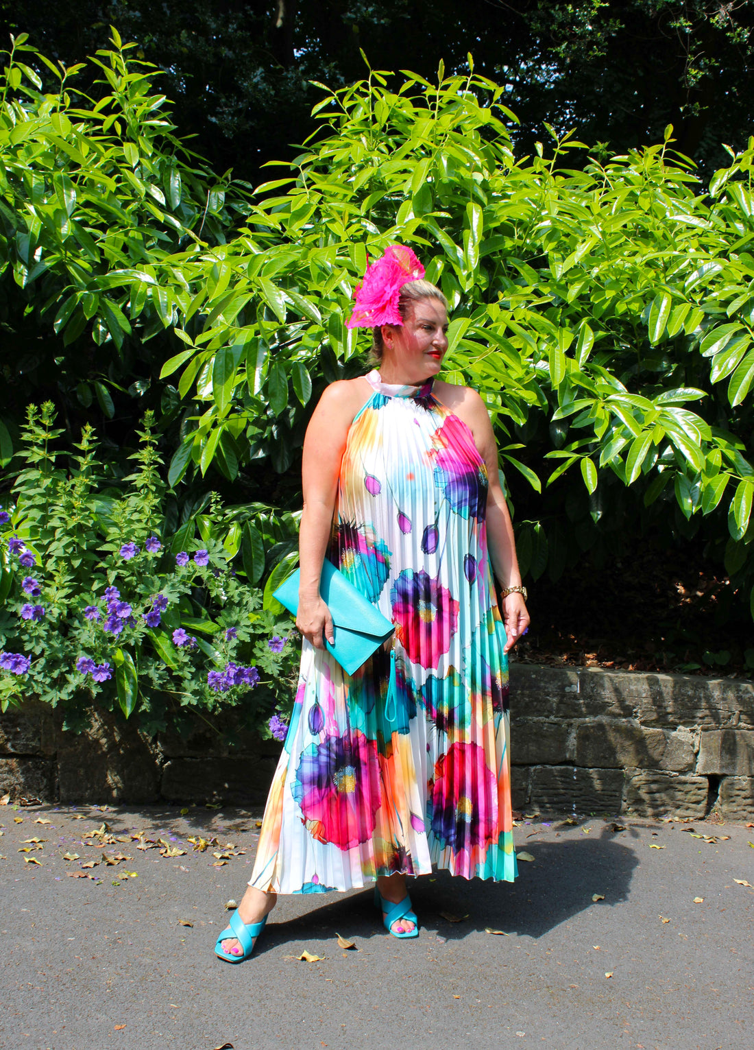 Pleat Halter Dress Fresh Flower