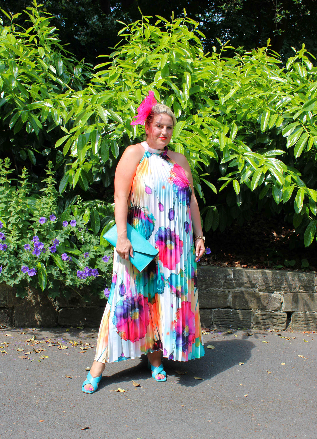 Pleat Halter Dress Fresh Flower