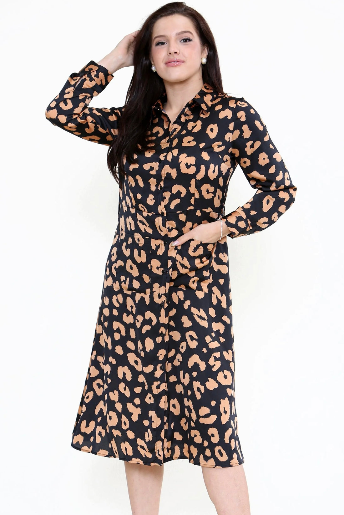 Double pocket shirt dress bold animal princess boutique