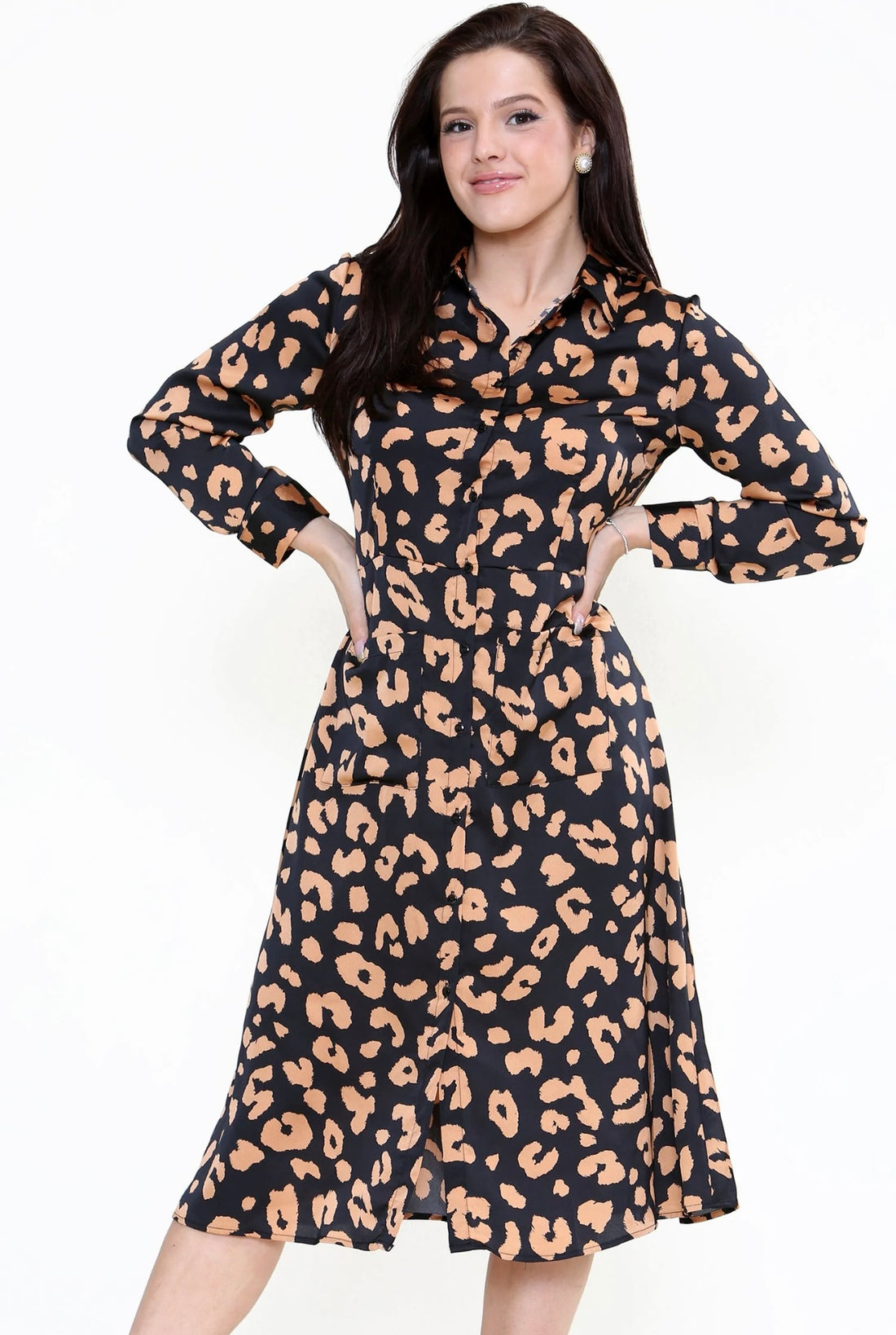 Double pocket shirt dress bold animal princess boutique