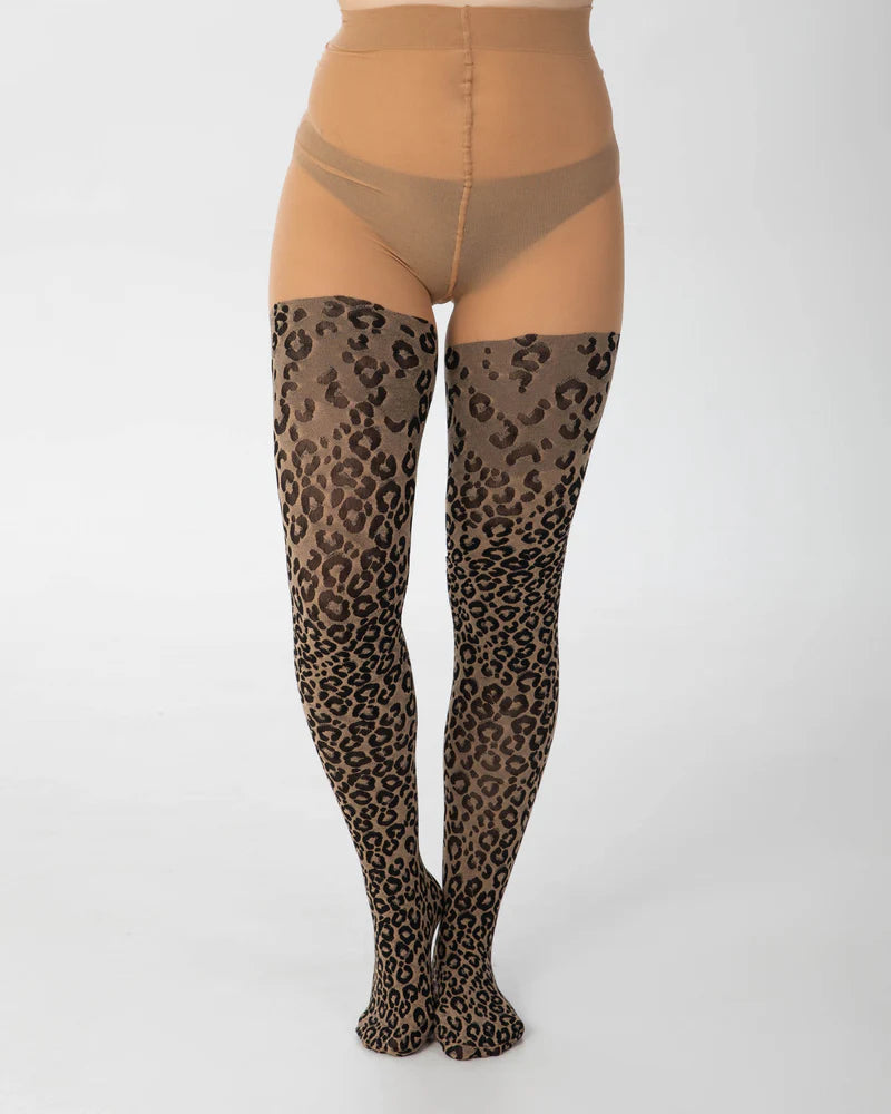 Knitted Leopard Curvy Super Stretch Tights