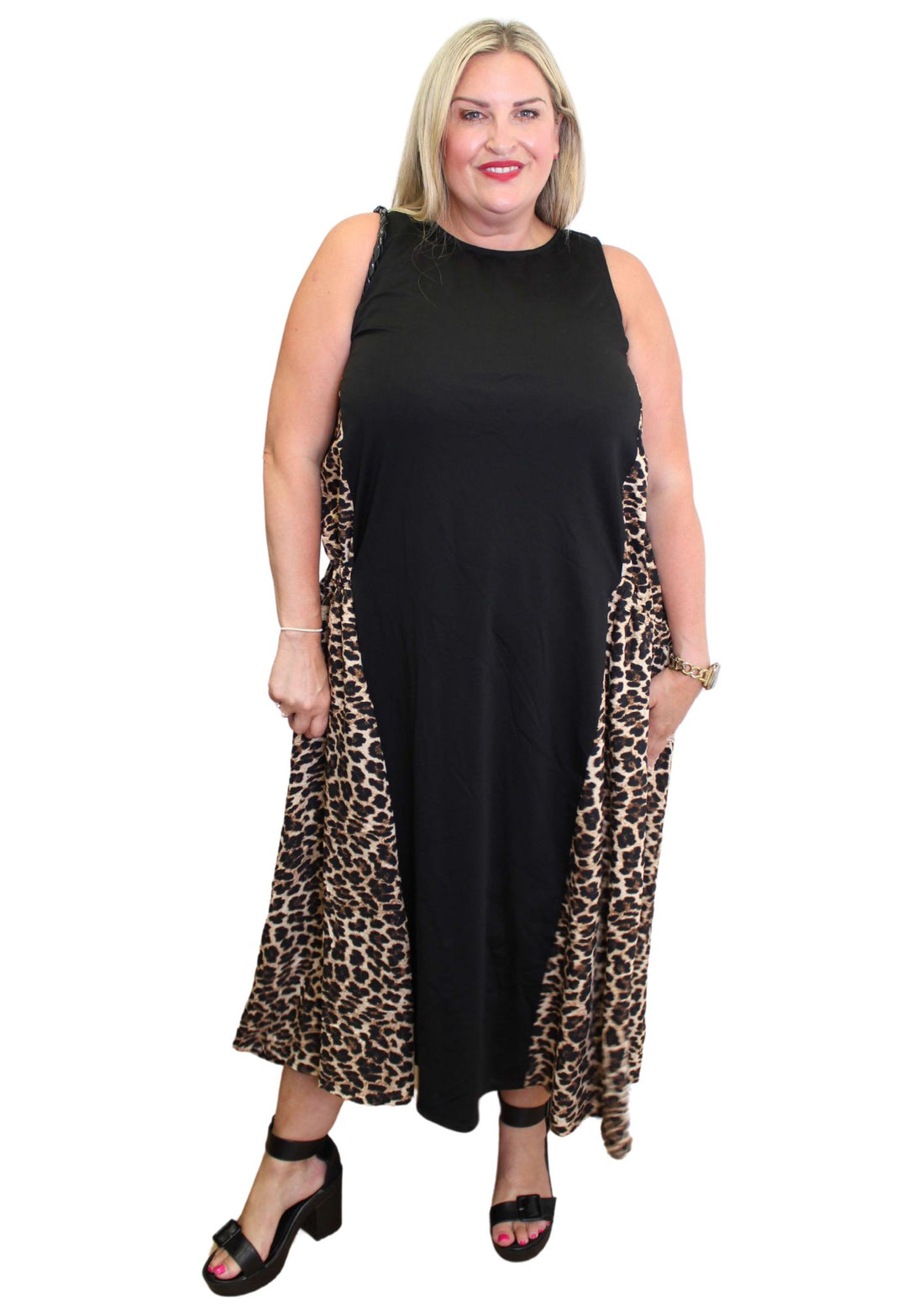 Panel Side Pully Dress Animal