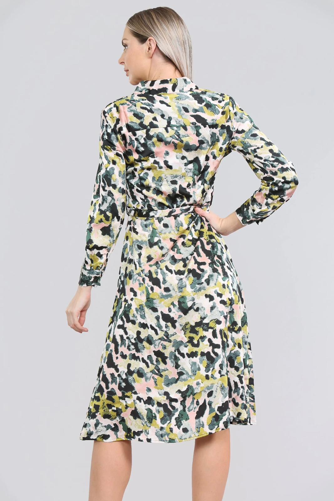 Satin shirt dress Petal print Princess boutique