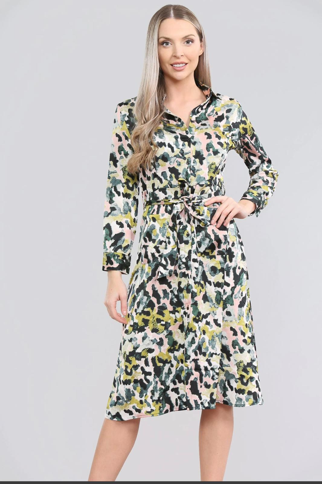 Satin shirt dress Petal print Princess boutique