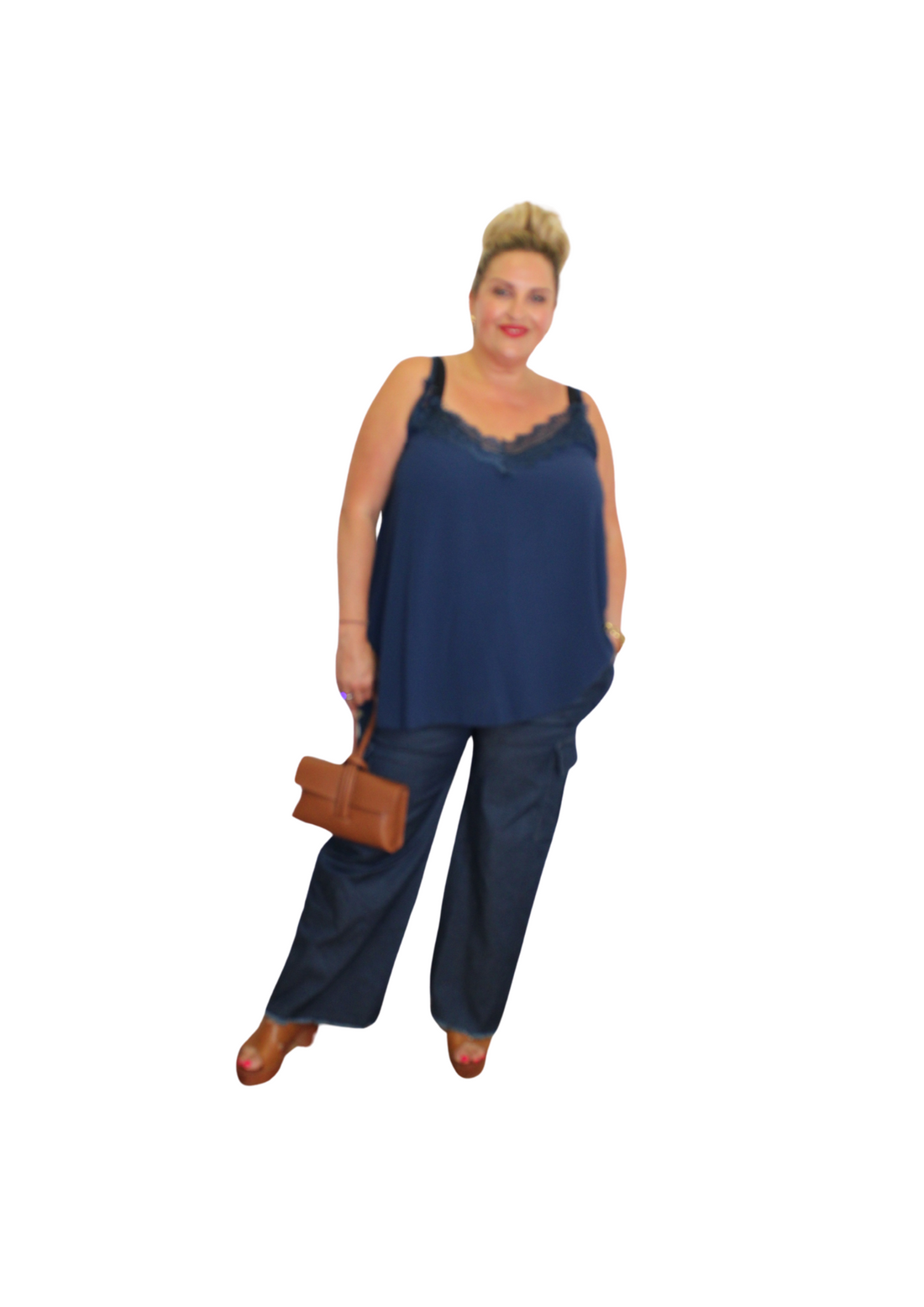 Wide Leg Denim Effect Magic Pants