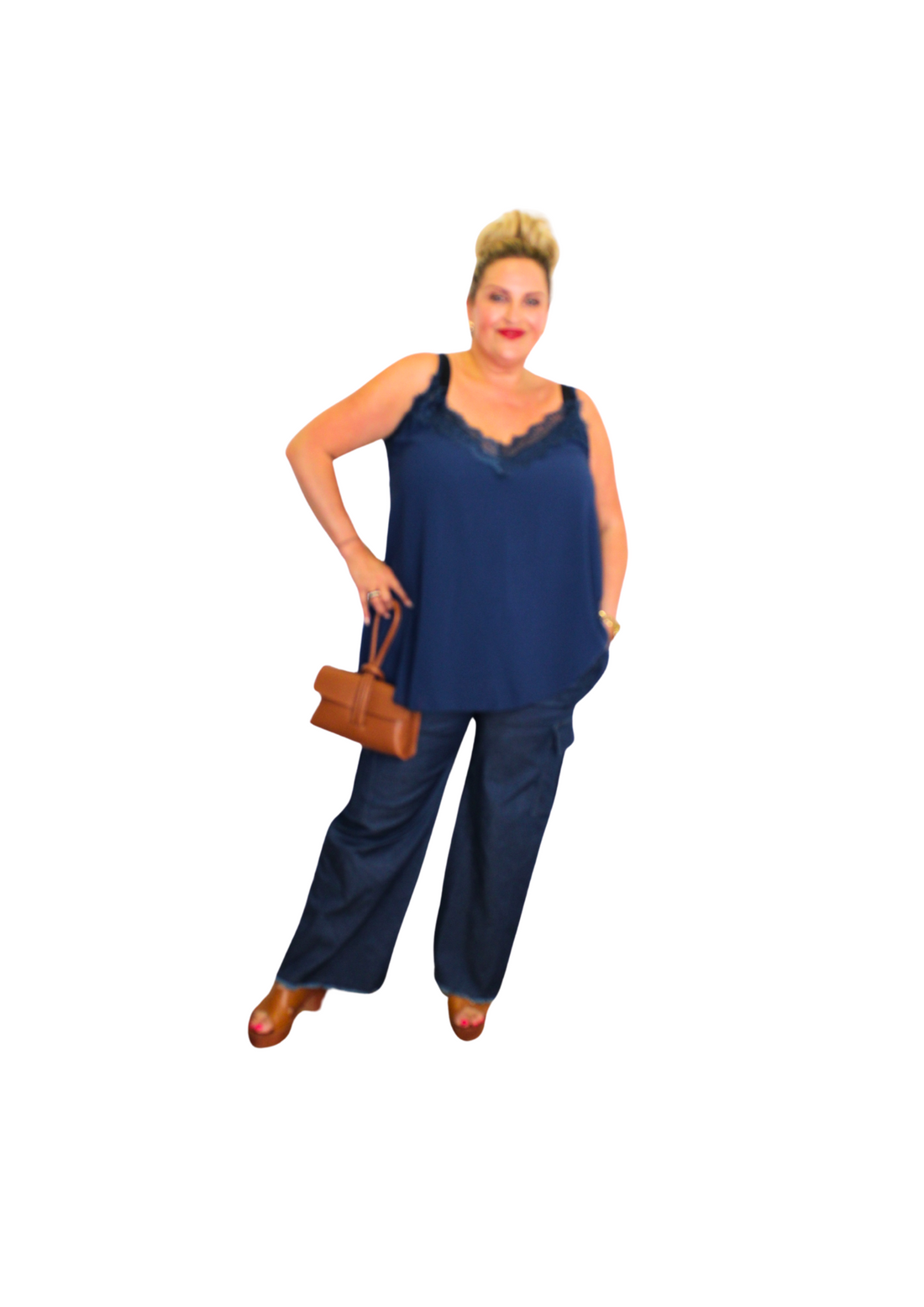Wide Leg Denim Effect Magic Pants
