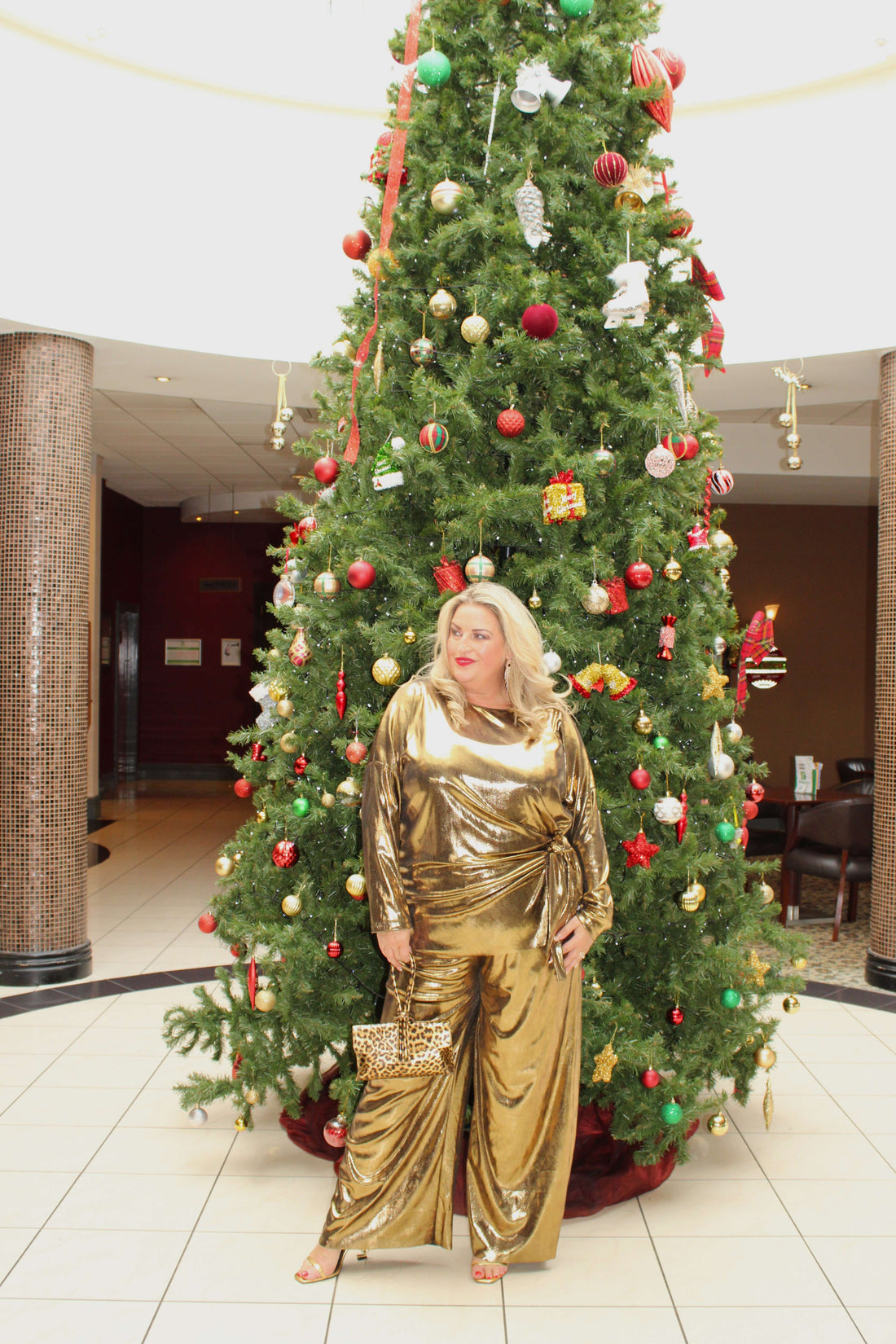 barb metallic trousers co-ord plus size gold wide leg