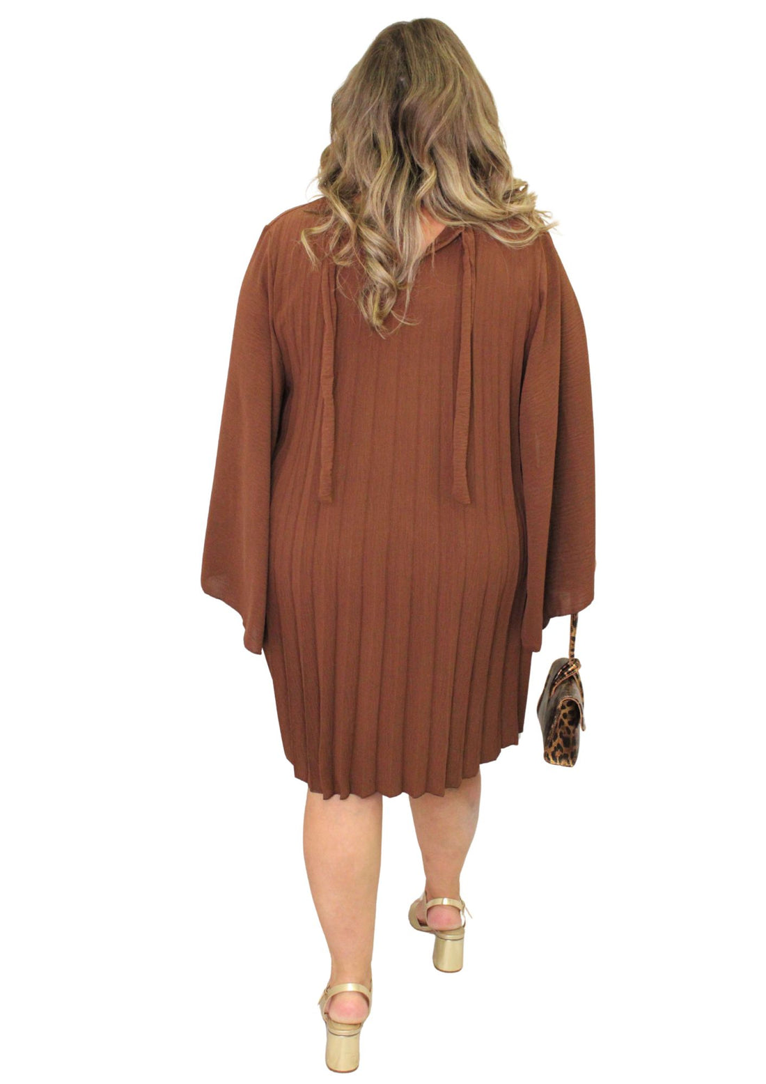 Cape Sleeve Pleat Dress